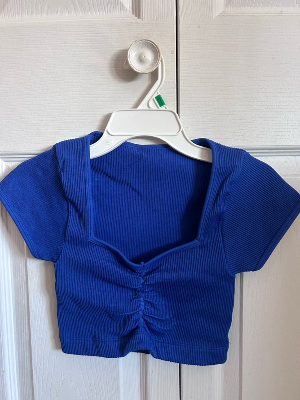 Gilly Hicks Royal Blue Ribbed Ruched Crop Top